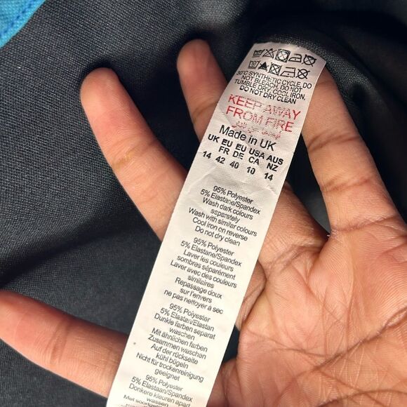 NWT PrettyLittleThing Tall BlueTextured Print Mesh CutOut Front Bodycon Dress 10 - Picture 10 of 16